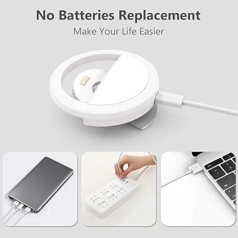 Mini Phone Selfie Ring Light - USB Rechargeable LED Light