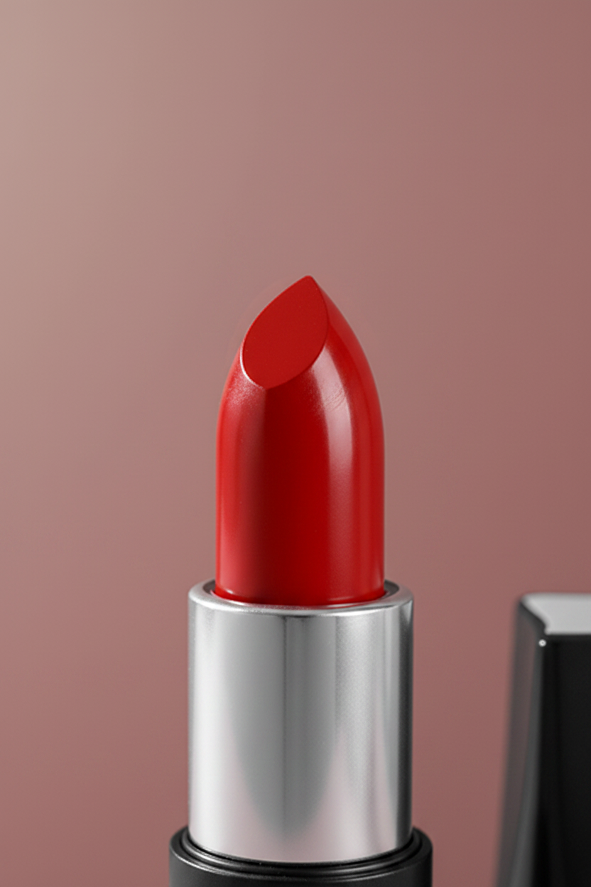 Scarlet Noir Lipstick - close-up bullet macro