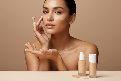 Velvet Veil Liquid Foundation - application on model